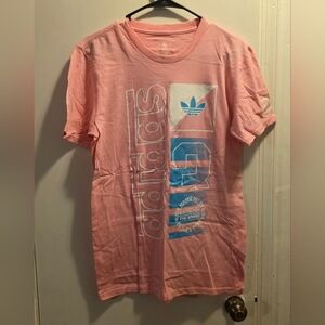 Adidas Men's Pink and Blue Graphic Tee